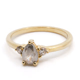 14k Pear Shaped Salt and Pepper Diamond Ring
