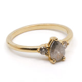 14k Pear Shaped Salt and Pepper Diamond Ring