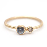 10K Light Blue Montana Sapphire with Offset Champagne Diamond
