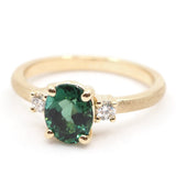 14k Green Tourmaline with Diamonds
