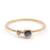 10k Montana Sapphire with White Diamond Offset