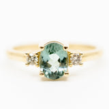 14k Oval Montana Sapphire Ring with Champagne Diamonds