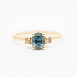 Oval Montana Sapphire Ring with Champagne Diamonds