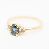 Oval Montana Sapphire Ring with Champagne Diamonds