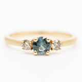 Round Montana Sapphire Ring with Champagne Diamonds