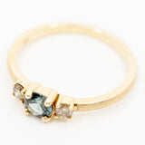 Round Montana Sapphire Ring with Champagne Diamonds