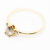 14k Pear Shaped Salt and Pepper Diamond Ring