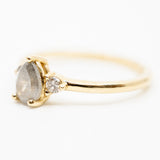 14k Pear Shaped Salt and Pepper Diamond Ring