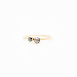 Salt & Pepper Diamond Ring w/ offset Centre Black Diamond