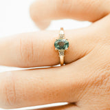 14k Oval Montana Sapphire Ring with Champagne Diamonds