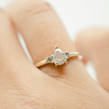 14k Pear Shaped Salt and Pepper Diamond Ring