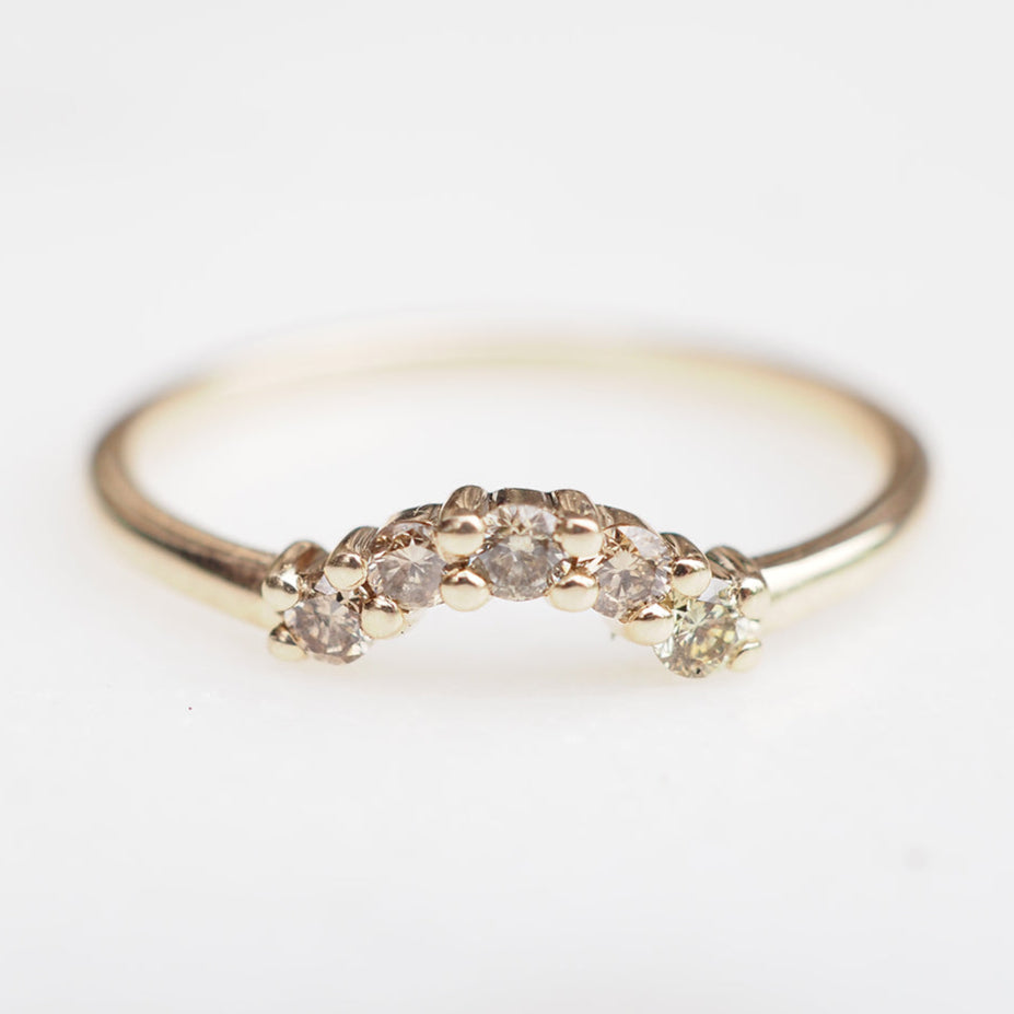 Champagne Diamond Halo Ring Lisa Fletcher Jewellery