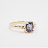 14k Cushion Cut Spinel with Champagne Diamonds