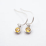 Citrine Round Bezel Dangle Earrings
