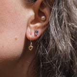 Citrine Round Bezel Dangle Earrings
