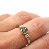Salt & Pepper Diamond Ring set with Two Champagne Diamonds