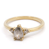 14k Pear Shaped Salt and Pepper Diamond Ring