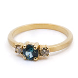 Round Montana Sapphire Ring with Champagne Diamonds