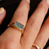 14K Gold Emerald Cut Green Tourmaline Ring