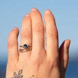 Oval Montana Sapphire Ring with Champagne Diamonds