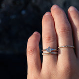 14k Pear Shaped Salt and Pepper Diamond Ring