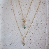 10k Gold Sunlight Oval Gemstone Necklace - Green Tourmaline
