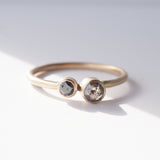 Salt & Pepper Diamond Ring w/ offset Centre Black Diamond