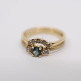 Round Montana Sapphire Ring with Champagne Diamonds