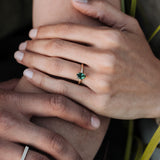 Two hands with rings on a natural background