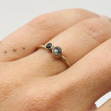 Salt & Pepper Diamond Ring w/ offset Centre Black Diamond