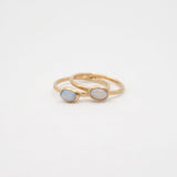 10k Gold Oval White Opal Stacking Ring