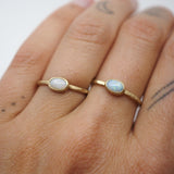 10k Gold Oval White Opal Stacking Ring