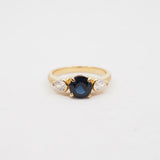 14k Sapphire and Pear Shaped Diamond Ring