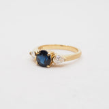 14k Sapphire and Pear Shaped Diamond Ring