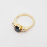 14k Sapphire and Pear Shaped Diamond Ring
