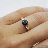 14k Sapphire and Pear Shaped Diamond Ring