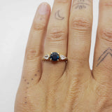 14k Sapphire and Pear Shaped Diamond Ring