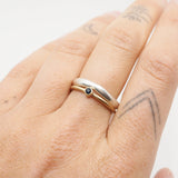 Ring Stack - Silver Moyeha Ring & 10k Gold Mini Gemstone Ring