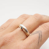 Ring Stack - Silver Moyeha Ring & 10k Gold Mini Gemstone Ring