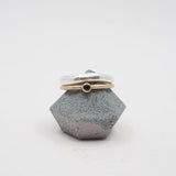 Ring Stack - Silver Moyeha Ring & 10k Gold Mini Gemstone Ring