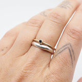 Ring Stack - Silver Moyeha Ring & 10k Gold Mini Gemstone Ring
