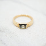 14K Gold Emerald Cut Montana Sapphire Ring