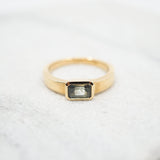14K Gold Emerald Cut Montana Sapphire Ring