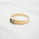 14K Gold Emerald Cut Montana Sapphire Ring