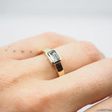 14K Gold Emerald Cut Montana Sapphire Ring