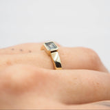 14K Gold Emerald Cut Montana Sapphire Ring