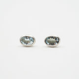Sterling Silver Oval Aquamarine Studs
