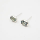 Sterling Silver Oval Aquamarine Studs
