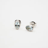 Sterling Silver Oval Aquamarine Studs