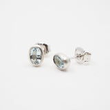 Sterling Silver Oval Aquamarine Studs
